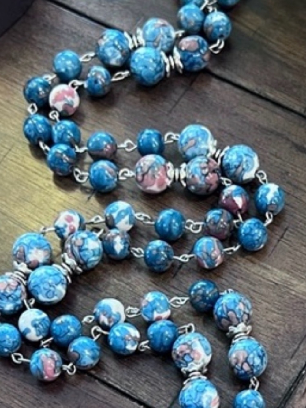 Natural Stone mixed blue jaspers necklace with matching earrings